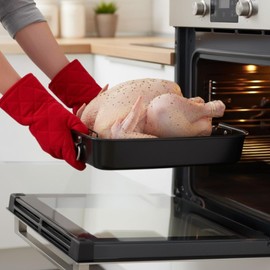 Alpine Cuisine Turkey Roaster Pan with Rack 16-Inch - Nonstick Coating Carbon Steel Pan - Black & Heavy Duty Roasting Pan - Easy to Clean, Multipurpose Use - Durable & Dishwasher Safe