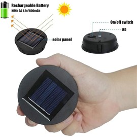 Solar Garden Lights, Solar Lantern Light Replacement Top with LED Bulbs Solar Panel Lantern Lid Lights Replacement Top Light for Outdoor Hanging Lanterns DIY Table Lights Patio Garden Decor(2 Pack)