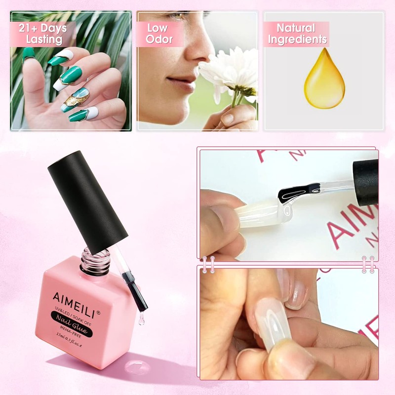 AIMEILI Nail Glue for Acrylic Tips Extra Strong Nail Bond