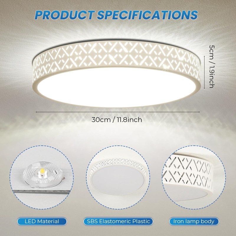 kuwork LED Ceiling Light Living Room: Openwork Ceiling Light 30