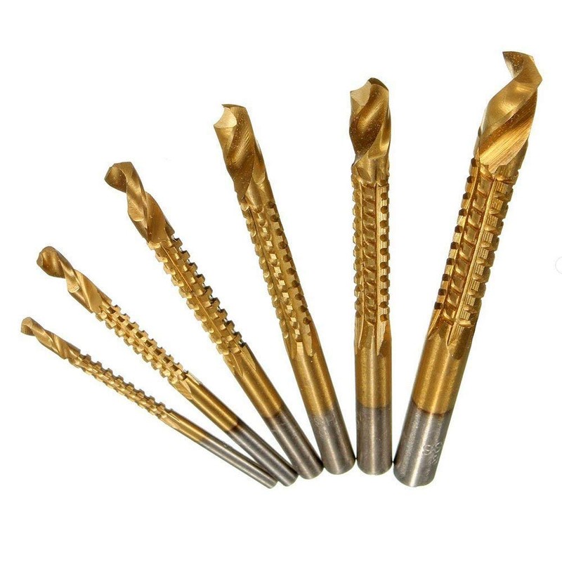 Gasea 6pcs Drill Saw Bit Set, 3/4/5/6/6.5/8mm HSS Titanium Coated