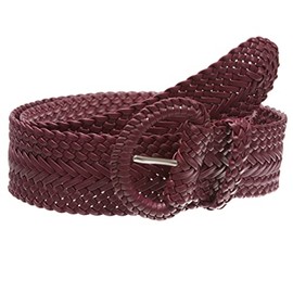 beltiscool 2 Inch Wide Hand Made Soft Metallic Woven Braided Round Belt, Burgundy | s/m (28"-30" waist)