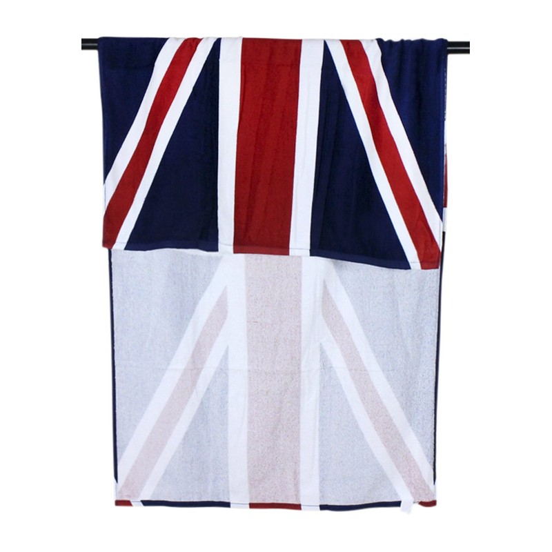 Large British Beach Towel Soft Microfiber Union Jack Pattern Bath