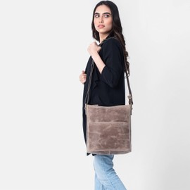 LEABAGS Milano Shoulder Bag, Genuine Leather, Handbag for Women, Vintage Look, Shoulder Bag, Shopper Bag, Multi-Bag, Fallow