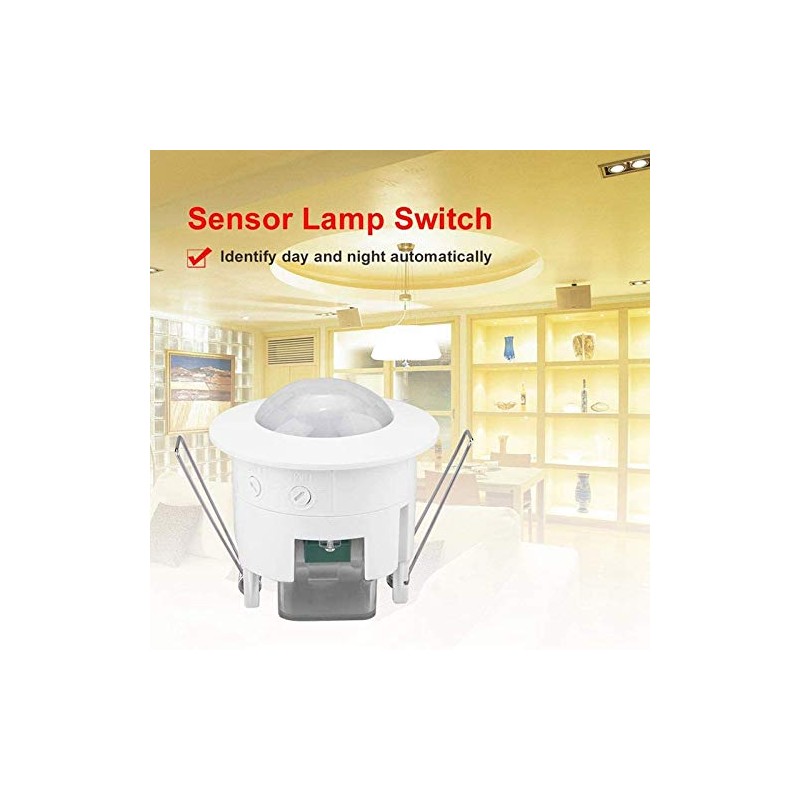 Veumoie 110V-220V 360° Infrared Recessed PIR Ceiling Motion Sensor Detector