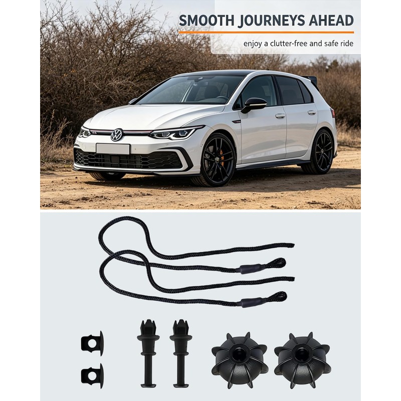 RAMGLYO Car Boot Retaining Strap 2 Pieces + 2 Clips,