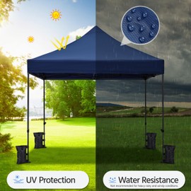 Yaheetech Canopy Tent, Commercial Instant Heavy Duty Canopy, 500D Waterproof Adjustable Canopy with Wheeled Carry Bag, 4 Sandbags and 4 Stakes (10x10, Navy Blue)