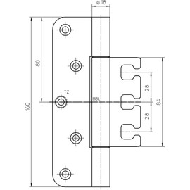 Object VX 7729/160 18 – 3 for Stubby All Doors Hinge Height 160 mm – Stainless Steel. Pack of 1