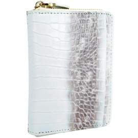 BlissLeather Italian Leather Croco Embossed Coin Case, Luxury Card Holder Included, Himalayan