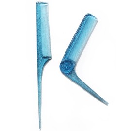 C1288 BL Combs, Made in Japan, Set of 2, Straight & Foldable, Mini, Portable, Women's, Cute, Glitter, Hairbrush, Blue