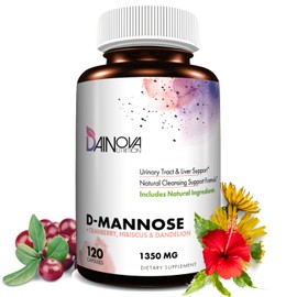 Dainova D Mannose 1350mg with Cranberry I D-Mannose Capsules for UTI Prevention, Urinary Tract Support, Urinary Tract Health for Women, & Cleanse. W/Hibiscus & Dandelion, 120 Veggie Capsules