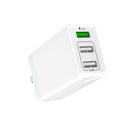 TOPWE USB Charger, 3 Ports, QC 3.0 Charger, Adapter, Rapid Charging, PSE Certified, Foldable Plug, 30W, 3-Port USB Rapid Charger, Lightweight, Compact, Smartphone Charging, International Compatible,