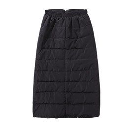 Aisongyuan Womens Insulated Down Skirt Winter Warm Zip Front Padded Puffer Quilted Skirt with Pockets(Black,XL)