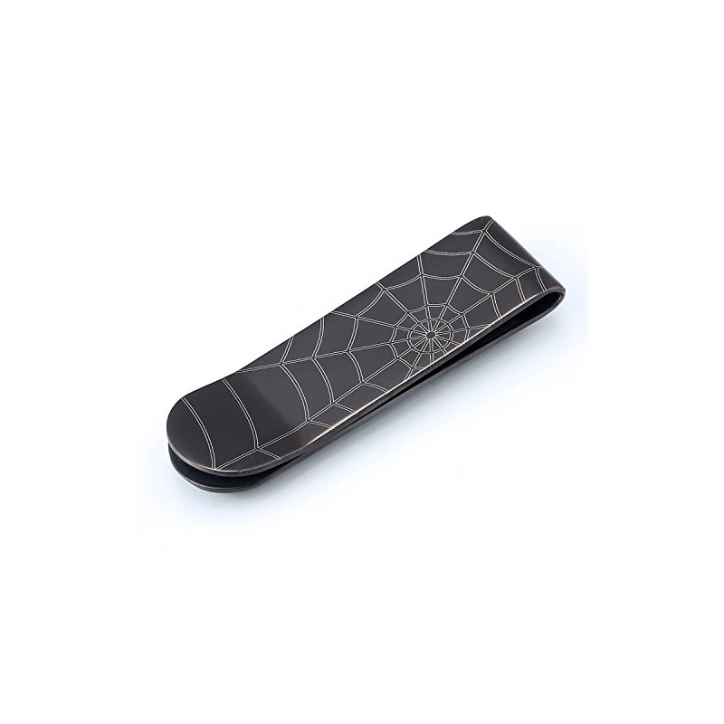 DonDon Men's Money Clip Stainless Steel Black Spider