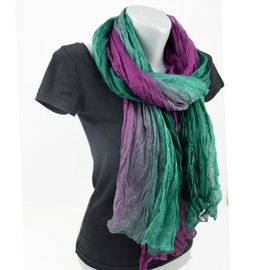 Gloop Women's Scarf Light Long Scarf with Colour Gradient Various Colours, Dark Green/Purple/Grey