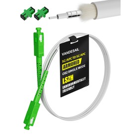 VANDESAIL OS2 9/125μm SC/APC to SC/APC Fiber Optic Cable 15M (49ft), Armored Fibre Optical Cable with 2 Couplers, Simplex Single Mode Jumper for FTTH, FTTB, FTTP, LSZH White