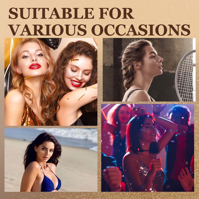 10 Pcs Glitter Freckles Face Tattoo, Face Glitter Makeup Patches,