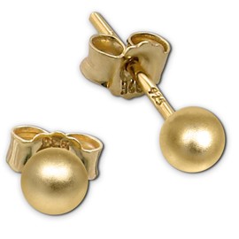 SilberDream Earrings Ball Matte 925 Silver Gold-Plated Stud Earrings SDO597Y4M Silver Stud Earrings, Silver