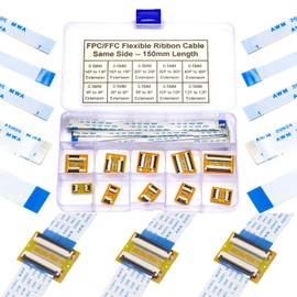 Tcenofoxy Flexible Flat Ribbon Cable Connectors Assortment Kit, 0.5mm A Type 4P 6P 8P 10P 12P 14P 16P 20P 30P 40P PCB Convert Adapter Extension Board with Length of 150mm Cable (TC-0.5mm-Board)