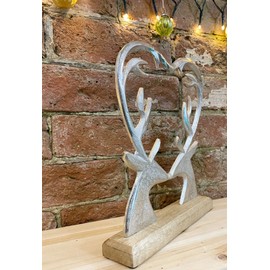 SiL Interiors Nordic Scandinavian 26cm Christmas Stag Heart Silhouette Ornament Decoration