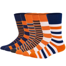 HHX YONLEE Calcetines de vestir para hombre Argyle colorido algodón Crew novedad casual feliz diversión 5/6/10 pares calcetines talla 10-13, 0-0-lion 6 Pairs, 10-13