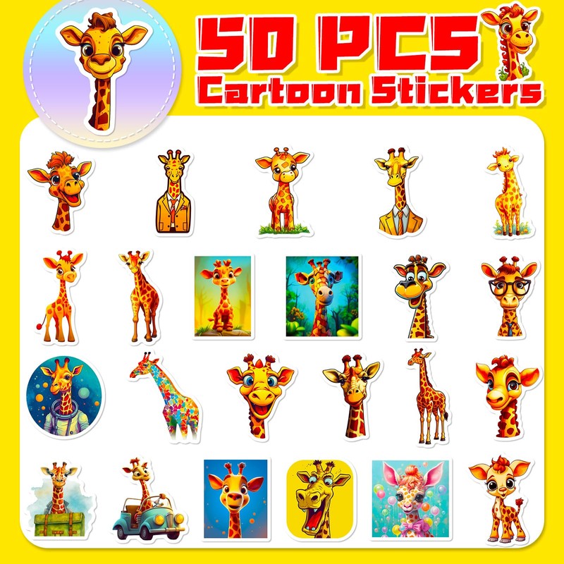 Mistree 50 Stickers Giraffe 5 cm Craft Sticker Set Children
