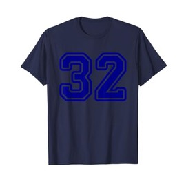 Number #32 Sport Blue Varsity Number 32 T-Shirt