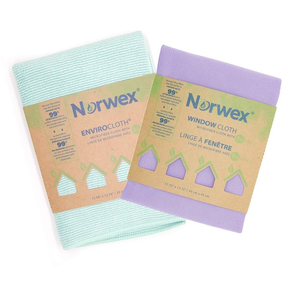 Norwex Basic Package - Microfiber - Glass Window Cleaning Cloth and Household Enviro Dusting Cloth Colors May Vary