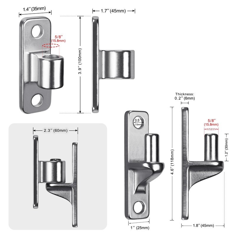 Dolibest Heavy Duty 304 Stainless Steel Gate Hinges, Non-Welded One-Piece
