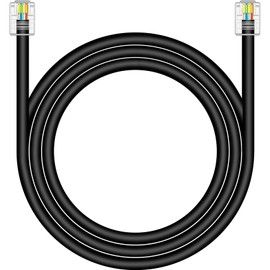 NECABLES Cable de datos DSL CAT5 / CAT5e RJ11 de 6 pies de alta velocidad DSL módem cable trenzado UTP RJ11 6P4C macho a macho negro, 6 pies