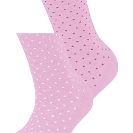 ESPRIT Women's Fine Dot 2-Pack Socks Sustainable Organic Cotton Reinforced Women's Socks Skin Friendly Durable Dotted Everyday Multipack 2 Pairs, Red (Orchid 8621)