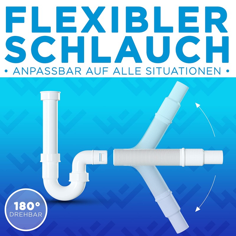 LOBENSWERK Flexible Drain Hose – 100% Waterproof – Siphon Kitchen