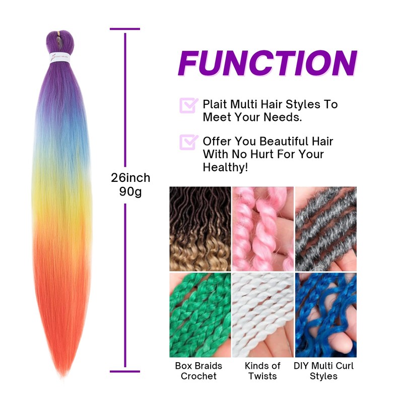 S-noilite Long EZ Braids Pre-Stretched Easy Braiding Hair Extensions for