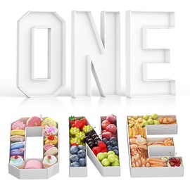 HILAVO Charcuterie Letters ONE, 3PCS 13.7" Fillable ONE Shaped Charcuterie Board Letters Paper Mache Cardboard Letters Trays for 1st Birthday Party Anniversary Baby Shower Decorations