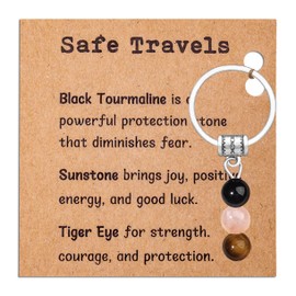 WXCATIM Crystal Keychain Safe Travels Gift For International Travelers Flight Attendant Gifts Beaded Keychain Travel Safe