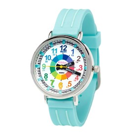 Kiddus Learning Watch for Kids Boys and Girls Analogue Watch with Time Learning Exercises Time Teacher Dutch Turquoise, Dutch Turkoois Turquoise, Strap.