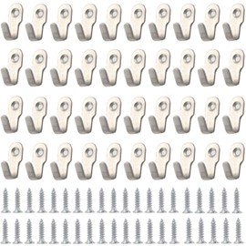 lurora2021 Pack of 40 Wall Hooks Vintage Single Hooks Key Hooks with Screws Mini Robe Hooks Coat Hooks Key Hooks Wall Hooks for Door, Wall, Bathroom, Kitchen, Hallway, Kitchen, Office, Toilet (Silver)