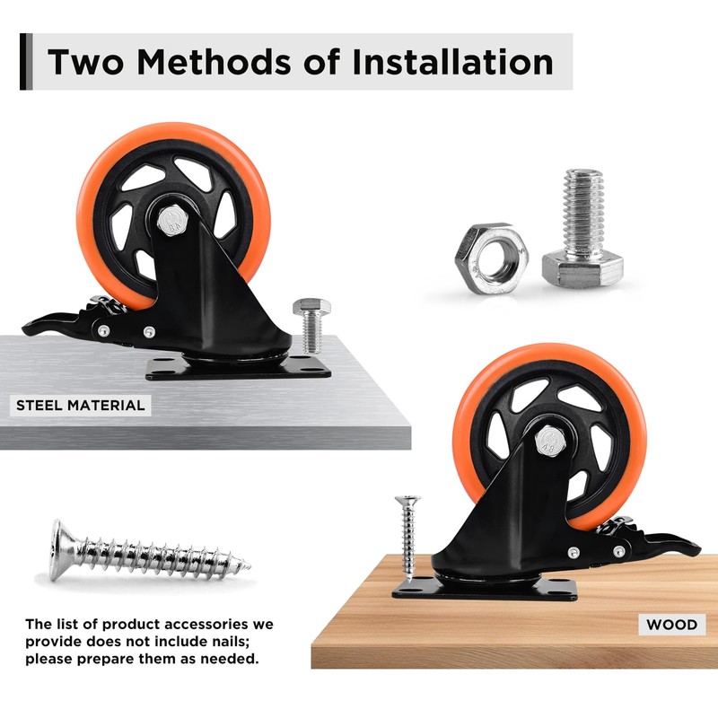 Caster Wheels, Heavy Duty 3 Inch Casters Set of 8,