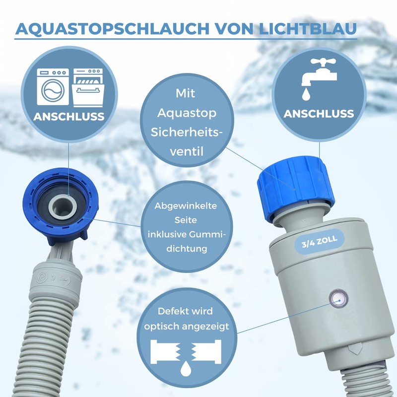 Lichtblau Aquastop Hose 1.5 m 2990 Connection Washing Machine Dishwasher