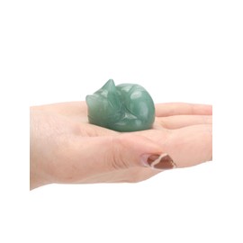 Jovivi Green Aventurine Sleeping Cat Crystal Figurine,1.6" Natural Stone Polished Carved Gemstones Lucky Kitten Statue Sculpture Home Office Desk Decor Cat Gifts for Women Cat Lovers