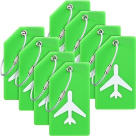 8 Pieces Luggage Tags Silicone Luggage Suitcases Tags for Travel Luggage Bag Name Tags Includes Name Cards with Partial Privacy Cover and Stainless Steel Loops for Secure Fastening(Green)