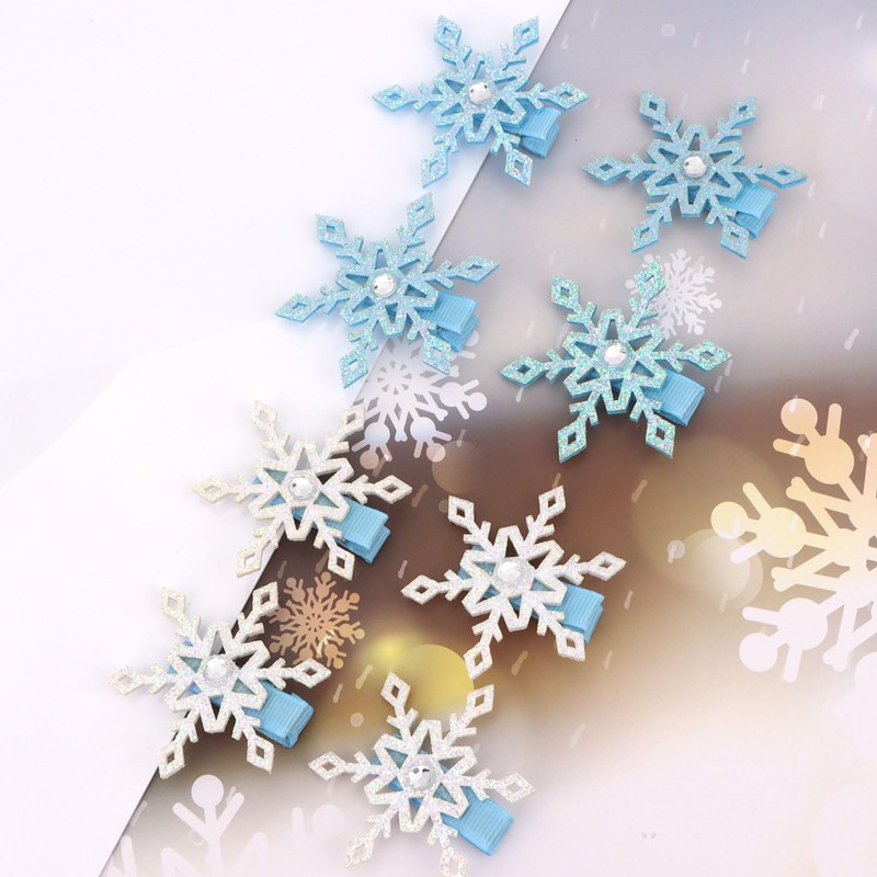 CIEHER 8 Pack Snowflake Hair Clips Snow Hairpins, Hallween Christmas