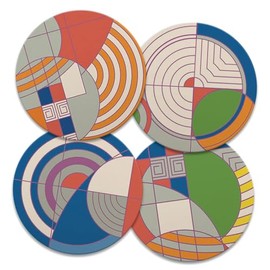 Hoffman Rug Assorted Designs by Frank Lloyd Wright 4 Pack Round Absorbent Stone Coasters with Protective Cork Backing Manufactured in The USA