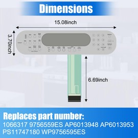 9756559ES WP9756595ES Membrane Switch Keypad for Whirlpool Range Oven KGRA806PBL00 KGRA806PBT00 KGRA806PSS00 KGRA806PWH00 1066317 AP6013948 AP6013953 PS11747180 Replacement