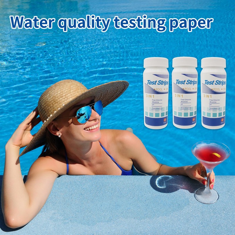 Pool Test Strips, Pool Tester PH and Chlorine, 3-in-1 Pool