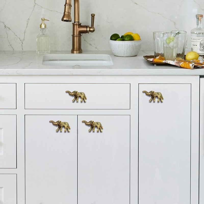 Perilla Home Metal Elephant Knobs Decorative Animal Shape Knobs for