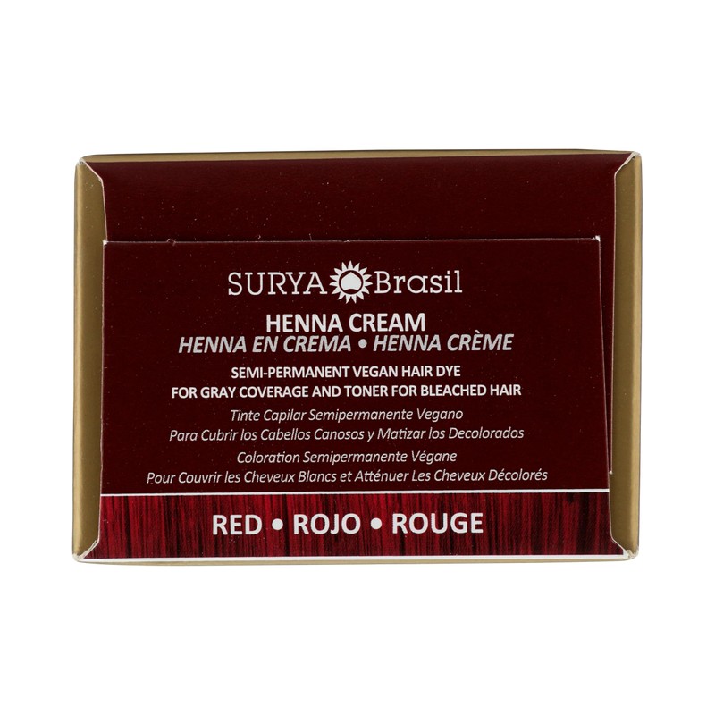 Surya Brasil Henna Cream Red - 97% Natural Ingredients, Vegan,
