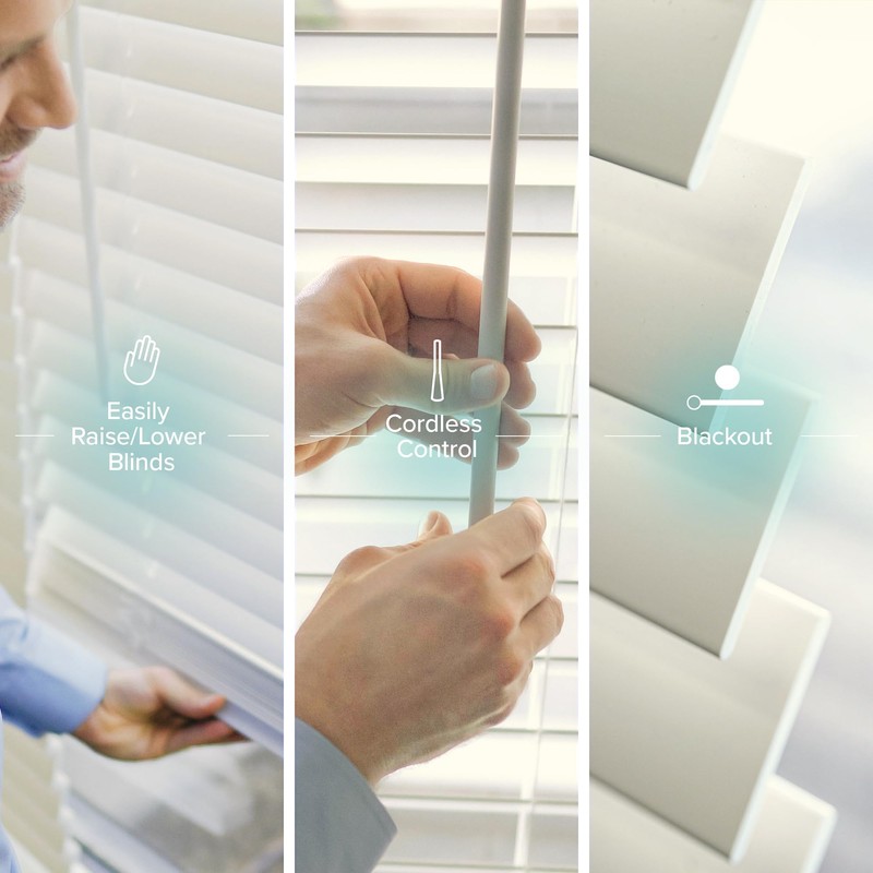 Chicology Cordless Faux wood blinds Best for Kids, Inside Mount,