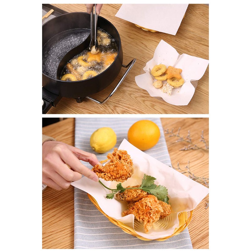 Oil-Absorbing Paper For Fried Food and Tempura,Extra Thick,50 Sheet Pack,19.7cm