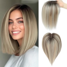 SEA SINGING Hair Toppers for Women Real Human Hair,Remy Human with Thinning Upgrade Middle Part Clip in Topper Hair Pieces for Women Daily(2T613#)